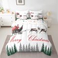 thumbnail image 2 of Castle Fairy Preppy Child Santa Claus Deer Bedding Comforter Set 7 Pieces,Merry Christmas Full Bedding Set Lightweight,Abstract Geometric Xmas Tree Fitted Sheet Flat Sheet,Microfiber Bedroom Decor, 2 of 8