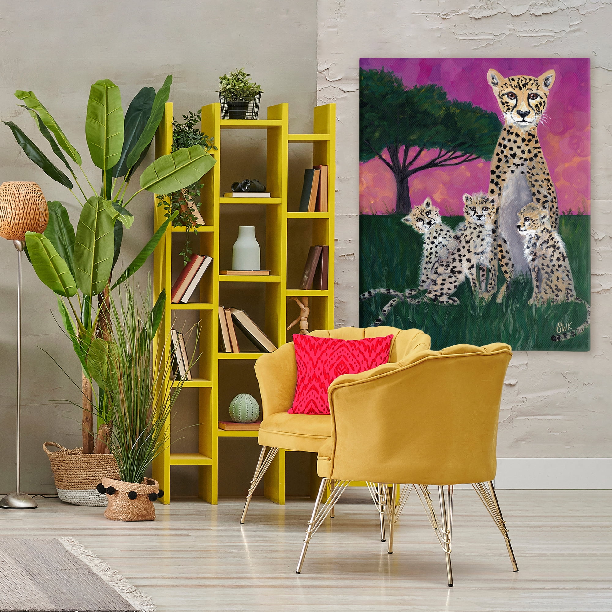 Stupell Industries Mama Cheetah & Her Cubs Canvas Wall Art, design by Sarah Waldron Kimball