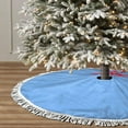 thumbnail image 3 of Christmas Tree Skirt, light-blue Christmas Tree Decorations Indoor, Tree Skirts Mat With Tassel Trim for Halloween New Year Holiday Christmas Party Decor 48 Inches, 3 of 7