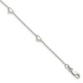 thumbnail image 3 of 925 Sterling Silver Dangling Heart Plus 1in ext. Chain Anklet for Women 9", 3 of 8