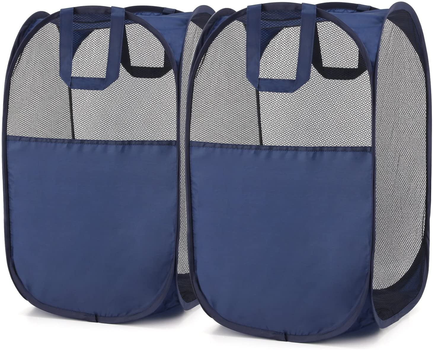 2Pcs Mesh PopUp Square Laundry Hamper, Foldable Popup Laundry Basket with Durable Handles