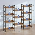 thumbnail image 2 of Greenstell Industrial Wide Bookcase,4-Tier Triple Storage System with 4 Hooks,Rustic Brown, 2 of 7
