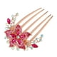 thumbnail image 1 of Peineta de flores con incrustaciones de diamantes de imitación para mujer, accesorio para el cabello, peine lateral, Clips, piezas de cabeza de diamantes de imitación, rosa roja, 1 of 1
