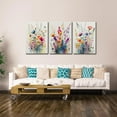 thumbnail image 3 of Framed Colorful Wildflower Canvas Wall Art Set Of 3 Flowers Pictures Prints Flowers Printing Floral Watercolors Flower wall Decor Living Room Girls Bedroom Bathroom, 3 of 6