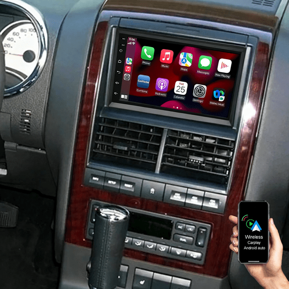 Gsuatey Car Radio for Ford Explorer 2006-2010, 7 Inch Touch Screen with Wireless CarPlay Android Auto Car Stereo Bluetooth GPS Navigation HiFi WiFi FM SWC Backup Camera MIC