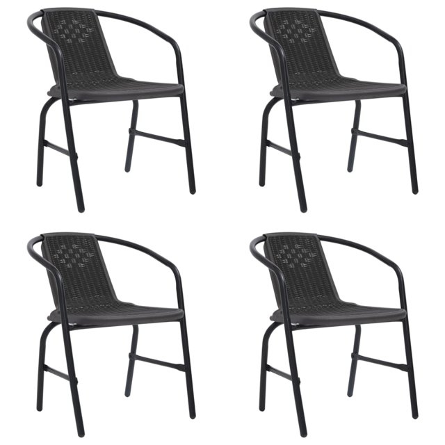 vidaXL Garden Chairs 4 pcs Plastic Rattan and Steel 110 kg