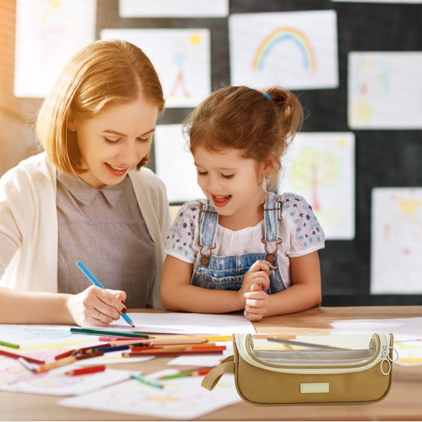 Estuche estudiantil gran capacidad, compartimento estacionario, bolsa macaron, estuche de estación de trabajo, organizador de escritorio, almacenamiento de suministros, portátil, ajustable,