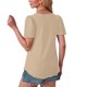 thumbnail image 5 of Ropa para mujer,Camiseta de color liso para mujer, cuello redondo, manga corta, mezcla de algodón suave, transpirable, informal, para uso diario, sopatenor, 5 of 8