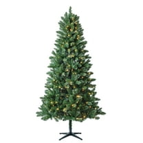 7.5' Pre-Lit Kennedy Fir Green Artificial Christmas Tree with Color-Changing LED Lights and Quick Set, by Holiday Time