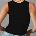 thumbnail image 4 of Women's Tank Top Sleeveless High Neck Ribbed Knitted Slim Fit Top Side Fold Basic T Shirt, 4 of 7
