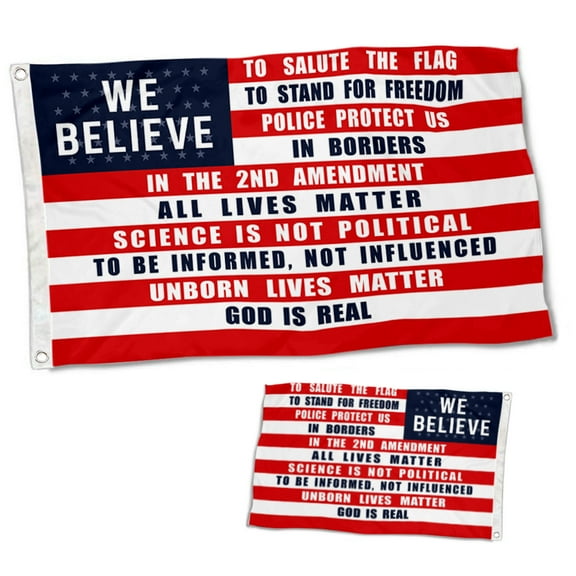 Dutern Double Sided 2024 We Believe US Flag Banner 3 Ply with Brass Grommets 2x3 Feet