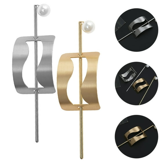 HONMEET Golden Hair Slides Ball Styling Hair Accessories for Women 2Pcs 4.9X1.4In