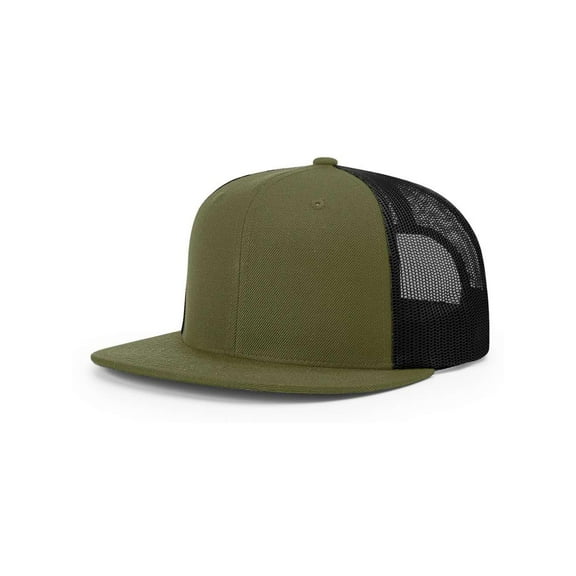 Richardson - Wool Blend Flat Bill Trucker Cap - 511 - Loden/ Black - Size: Adjustable