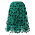 thumbnail image 2 of Jupe Longue en Tulle à Mailles pour Femmes Vintage Taille Haute Floquée à Imprimé Floral Midi Évasée Mode Urbaine Rouge m, 2 of 8