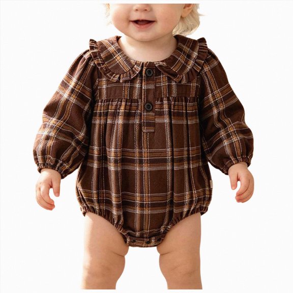 Gerichy Baby Girl Plaid Shirt Romper Flannel Long Sleeve Tops 0 3 6 9 12 18 Months Infant Button Down Fall Clothes