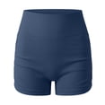 thumbnail image 4 of JGGSPWM Womens Workout Seamless Pleated Butt Lifting Shorts High Waisted Tummy Control Gym Yoga Shorts Blue S, 4 of 5