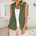 thumbnail image 2 of BiZtdJrK Women's Elegant Slim Fit Sleeveless Suit Jackets Solid Color Notch Lapel Blazer Vest Linen Business Tops with Pockets Army Green XXL Mothers Day Gifts, 2 of 8