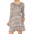 thumbnail image 6 of Allegra K Women's Leopard Long Sleeve Smock Layered Ruffle Hem Dress, 6 of 7