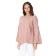 thumbnail image 2 of Yemak Women's Boat Neck Bell Sleeve Vented Hem Pullover Sweater MK8200-MAV-M-BD, 2 of 4