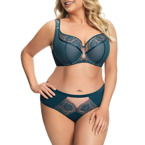 Gorsenia Alicante K647-ZIE Green Embroidered Semi Padded Underwired Full  Cup Bra 44D 