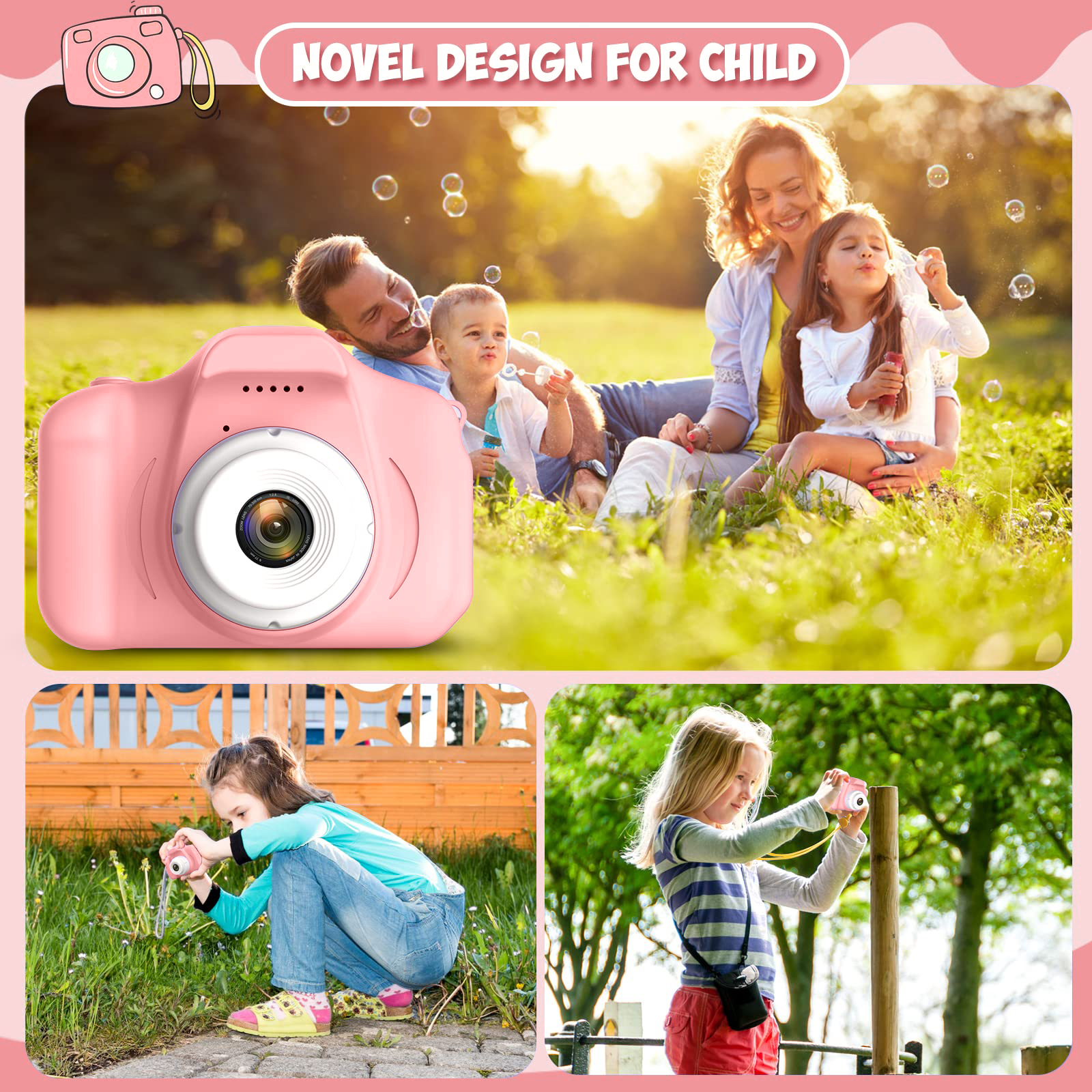 Sanmadrola Kids Camera, Dual Selfie, 20MP, 1080p, Pink, 32GB photo 7