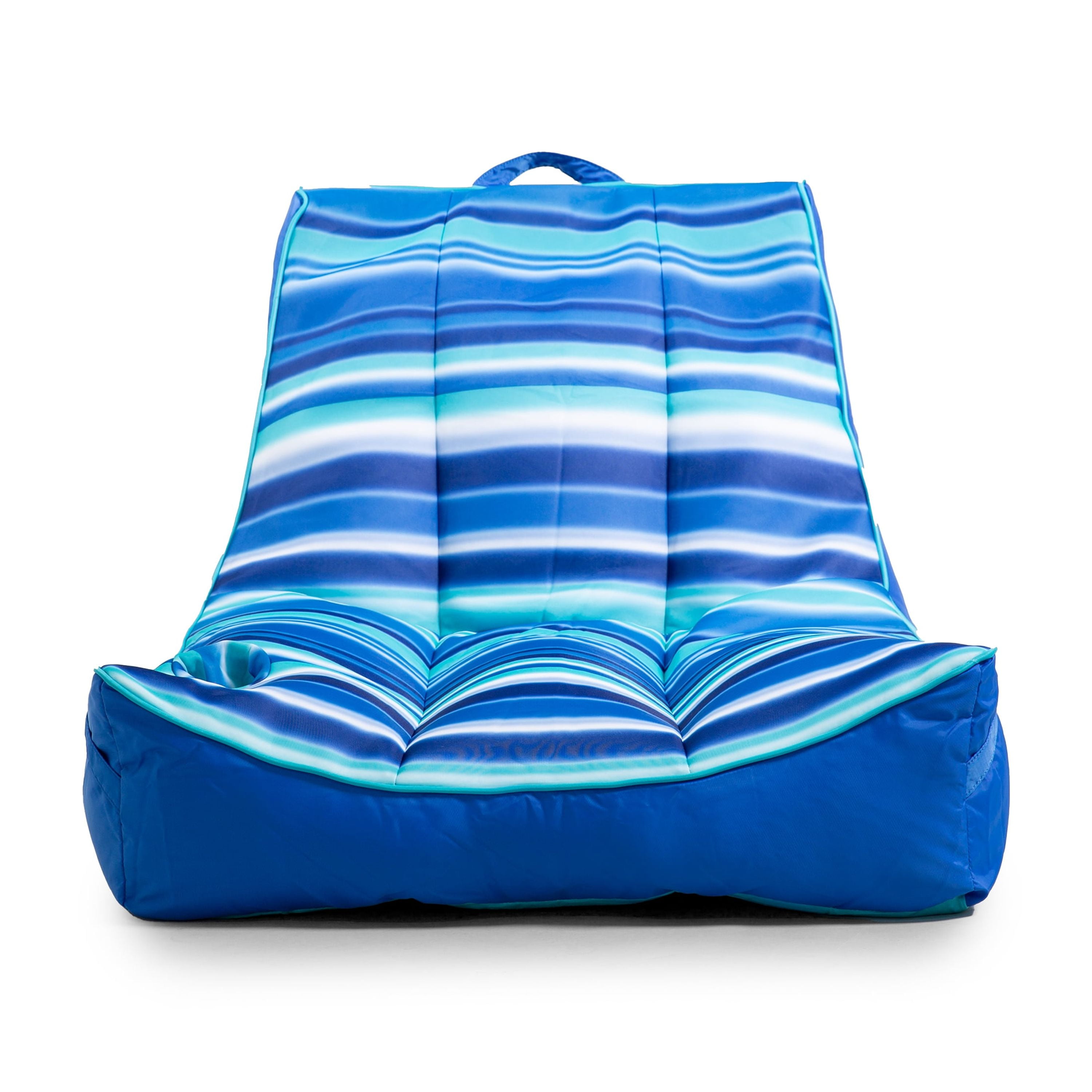 Free Shipping Big Joe Captain s Float No Inflation Needed Pool Lounger with Drink Holder Blurred Blue Double Sided Mesh Quick Draining Fabric 3 feet Walmart