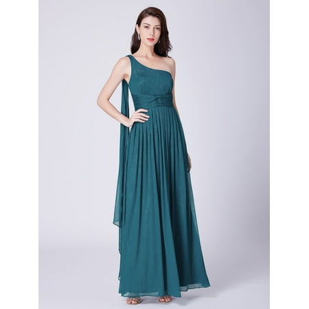 24k Layered - Ever-Pretty Women's Elegant Chiffon One Shoulder Long Bridesmaid Party Wedding Guest Dresses for Women 07474 US 4