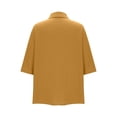thumbnail image 6 of ZUKMRJPC 3/4 Length Sleeve Womens Tops Classic Button Down Collared Solid Color Shirts Lightweight Pleated Casual Loose Shirts, 6 of 8