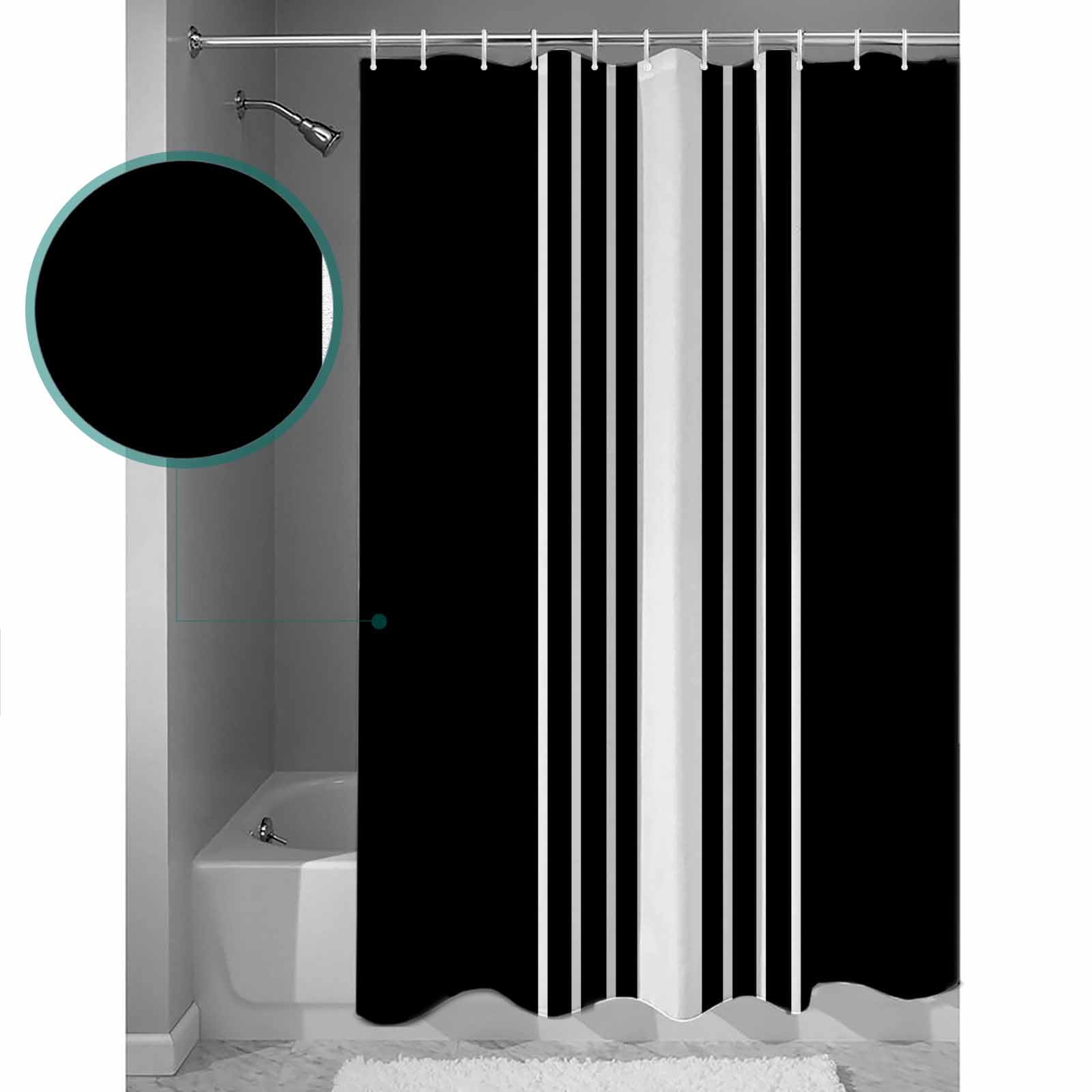 Extra Long Shower Curtain 72x96 Inch, Black White Stripe Shower Curtain Waterproof Bathroom Decor Modern Rustic Vertical Striped Fabric Bath Curtain Set Accessories with Hooks