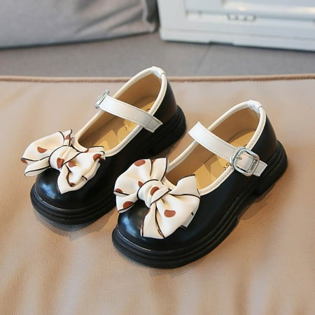 

TALKVE Fashion Autumn Girls Casual Shoes Thick Sole Round Toe Polka Dot Bow Buckle Dress Shoes