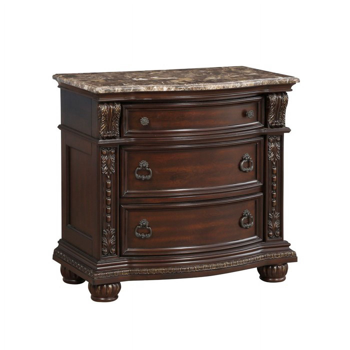 Cavalier Collection Old World European Dark Cherry Nightstand with Gold Highlights