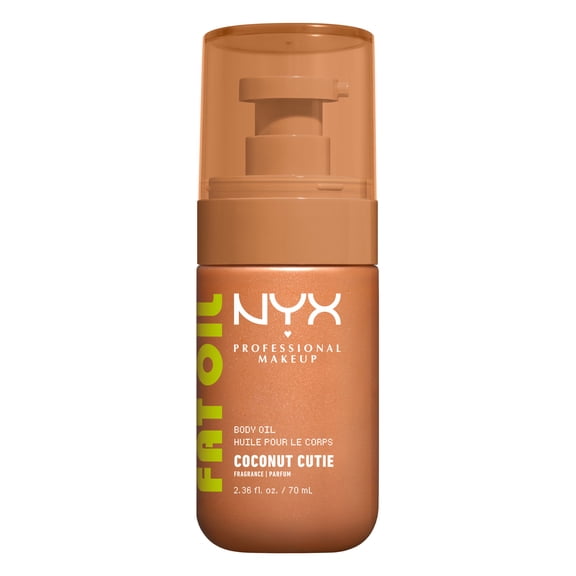 NYX Professional Makeup Fat Oil Body Oil, 24 HR Hydration, Glowy Finish, Coconut Cutie, 2.36 fl oz