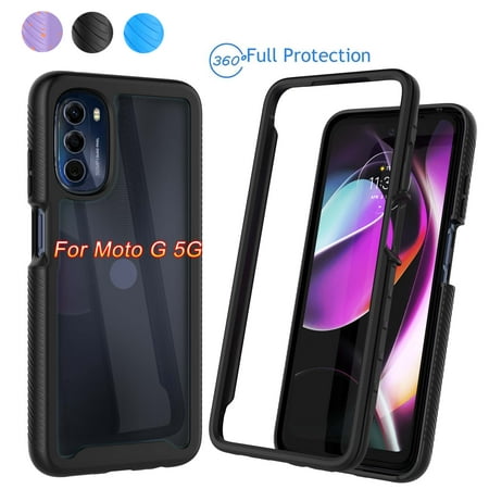 For Motorola Moto G 5G Case, Njjex Hard Plastic Full-Body Rugged Transparent Clear Back Bumper Case Cover for Moto G 5G -Black
