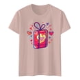 thumbnail image 4 of T-shirts de la Saint-Valentin pour Femmes 2026 Mode Manches Courtes Col Rond Cœur Graphique, 4 of 4