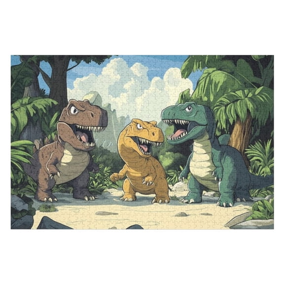Puzzles for Adults 300 Pieces - Three Cartoon Dinosaurs Roaring Puzzle Challenging Educational Toys Gifts for Home Decor Family Activities