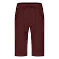 thumbnail image 4 of Mens Linen Shorts Drawstring Waist Breathable Beach Shorts Elastic Waist Summer Shorts Lightweight Solid Color Casual Vacation Lounge Wear, 4 of 6