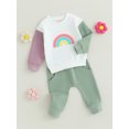 thumbnail image 3 of GXFC Toddler Girls Fall Outfits Clothes 6M 1T 2T 3T Kids Girls Long Sleeve Rainbow Sweatshirt and Elastic Waistband Sweatpants 2 Piece Casual Autumn Clothing for Children Girls, 3 of 9