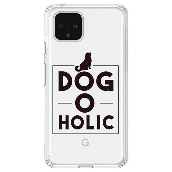 DistinctInk Clear Shockproof Hybrid Case for Google Pixel 4 XL (6.3" Screen) - TPU Bumper Acrylic Back Tempered Glass Screen Protector - Dog O Holic - Dogoholic