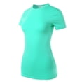 thumbnail image 2 of A2Y Women's Junior Fit Basic Solid Cotton Short Sleeve Crew Neck T Shirt Tee Tops Mint L, 2 of 5