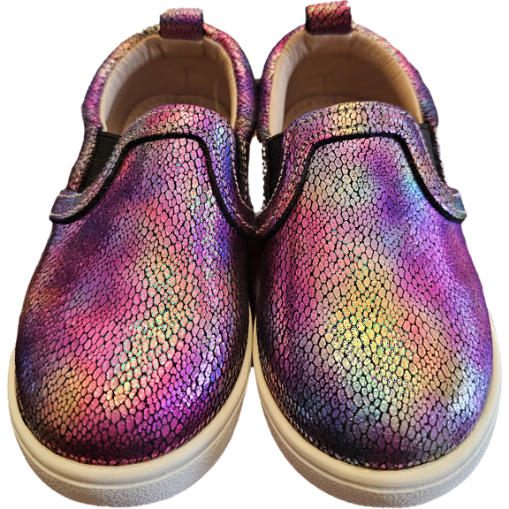 Girls Slip on Casual Shoes iridescent crackle unisex toddler 12