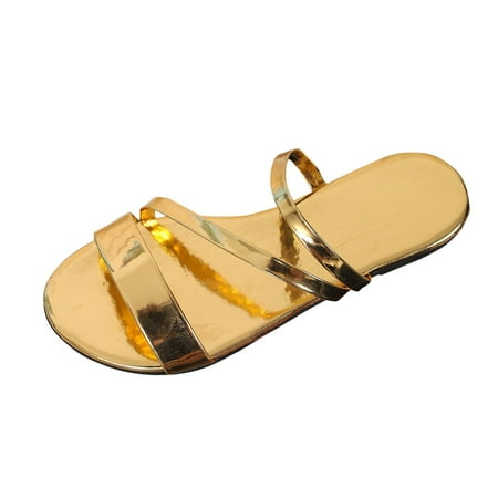 

PEASKJP Platform Sandals Women Women s Two Strap Heeled Sandal for Women Casual (Gold 7.5)