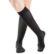 Sigvaris Style 842 Soft Opaque 20-30 Closed Toe Knee High Compression Stockings Black SS Short