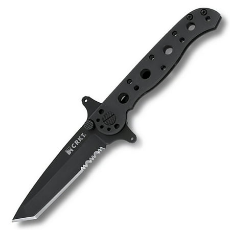 CRKT M16-10KSF M16 EDC Special Forced Folding Knife with Black EDP Finish 8CR13MOV Tanto blade with Triple Point Serrations with Stainless Steel Handle and Frame Lock for