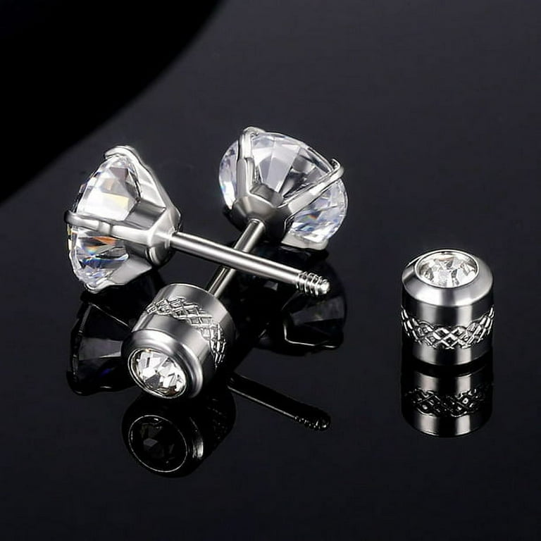 8mm Black Titanium Flat Disc Stud Earrings (Nickel-Free)