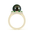 thumbnail image 2 of Angara Tahitian Cultured Pearl Floral Ring with Emeralds in 14K Yellow Gold for Women | June Birthstone Jewelry for Her, 2 of 8