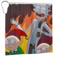 thumbnail image 2 of Cortina de ducha Rick & Morty, opaca, para baño, impermeable, resistente al moho, bloquea la privacidad, probador, patrón de impresión fina con arte de patchwork, 60 x 72, talla única., 2 of 8
