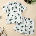 thumbnail image 4 of Gubotare Boys Summer Outfits Toddler Baby Boy Summer Clothes Print Short Sleeves Button Down Shirt Elastic Camouflage Shorts 2 Piece Outfit (White,Size 2-3 Years), 4 of 6