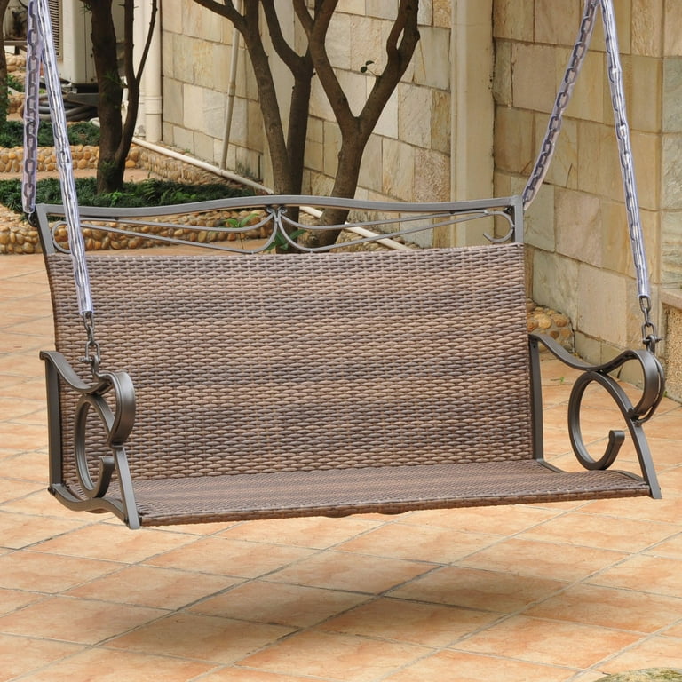 International caravan resin wicker hanging loveseat swing deals