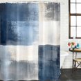 thumbnail image 3 of Navy Blue Grey Ombre Waterproof Fabric Shower Curtain,Modern Oil Painting Abstract Waterproof Fabric Shower Curtain for Bathroom Curtains Bathtubs Hotel Shower Curtains with 12 Hooks Extra Long 72x96, 3 of 8