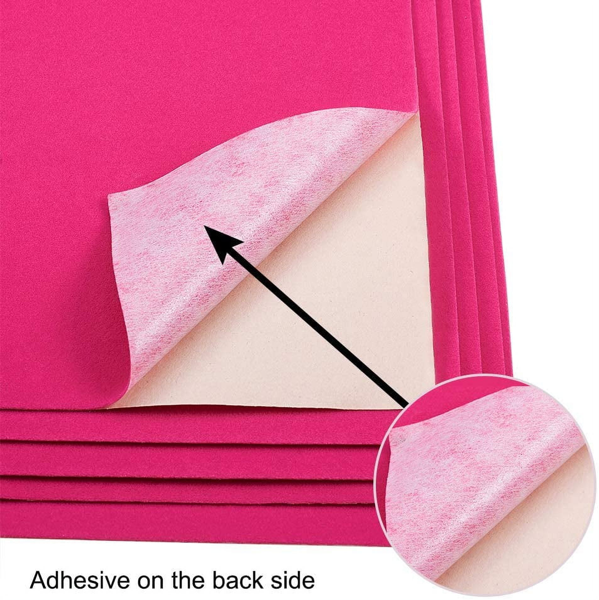 20PCS Velvet (DeepPink) Fabric Sticky Back Adhesive Back Sheets A4 Sheet (8.3" x 11.8") Self-Adhesive Durable and Water Resistant Multi-Purpose Ideal for Art and Craft Making Pink
